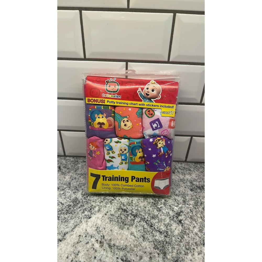 Cocomelon Kids 3T Training Pants Multicolor 7 Pack Cotton Potty Chart NIB